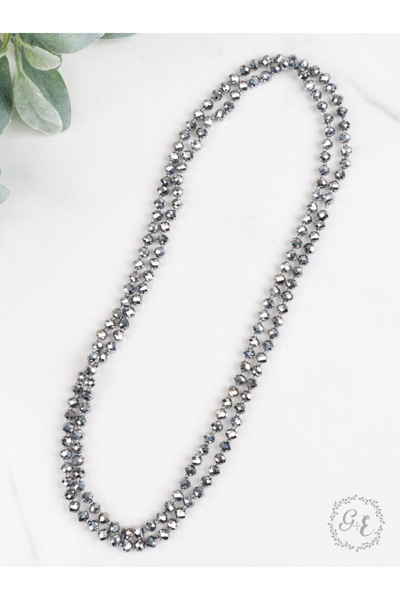 60" Beaded Necklace Graphite