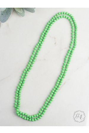 60" Beaded Necklace Neon Green