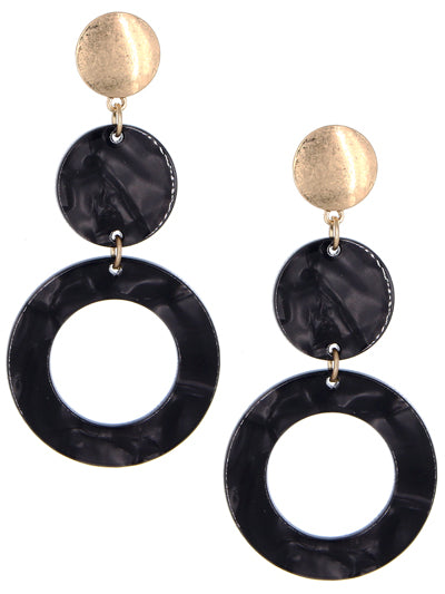 Black Dangle Circle Earrings