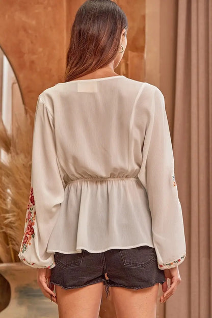 White Classic Round Neck Dolman Blouse