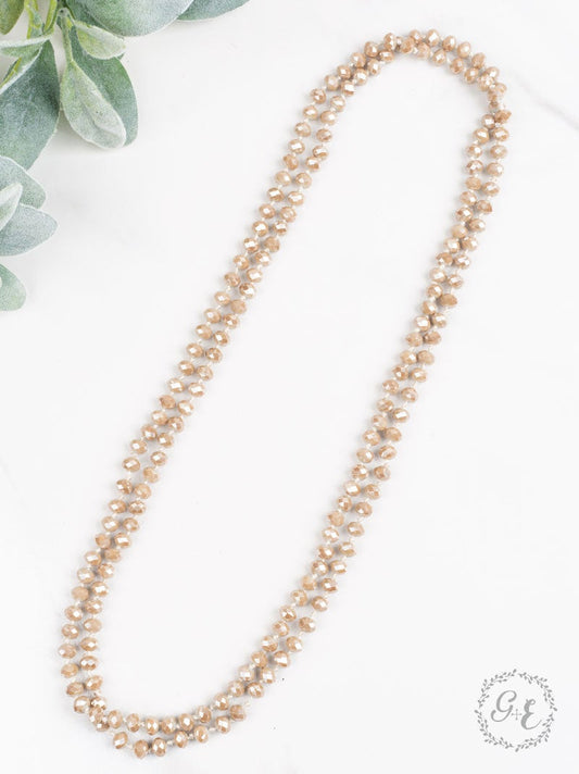 60" Beaded Necklace Light Mocha