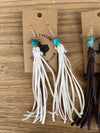 Fringe Teardrops with Real Turquoise Earrings