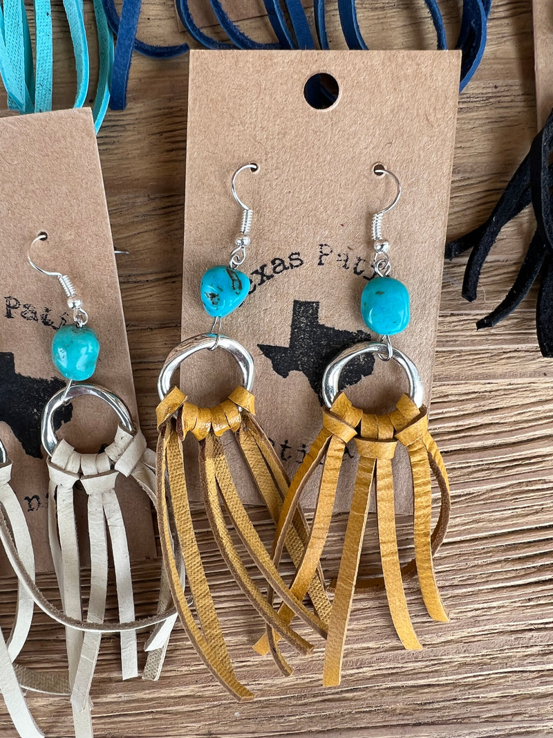Fringe Earrings With Real Turquoise