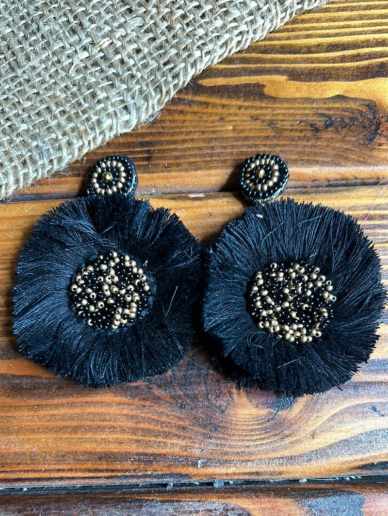 Black Floral Earrings