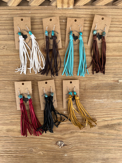 Fringe Teardrops with Real Turquoise Earrings