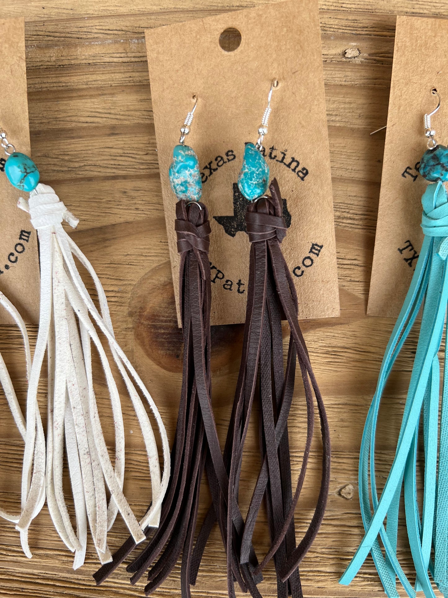 Fringe Teardrops with Real Turquoise Earrings