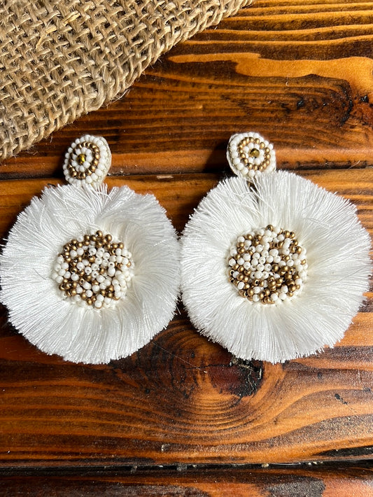White Floral Earrings