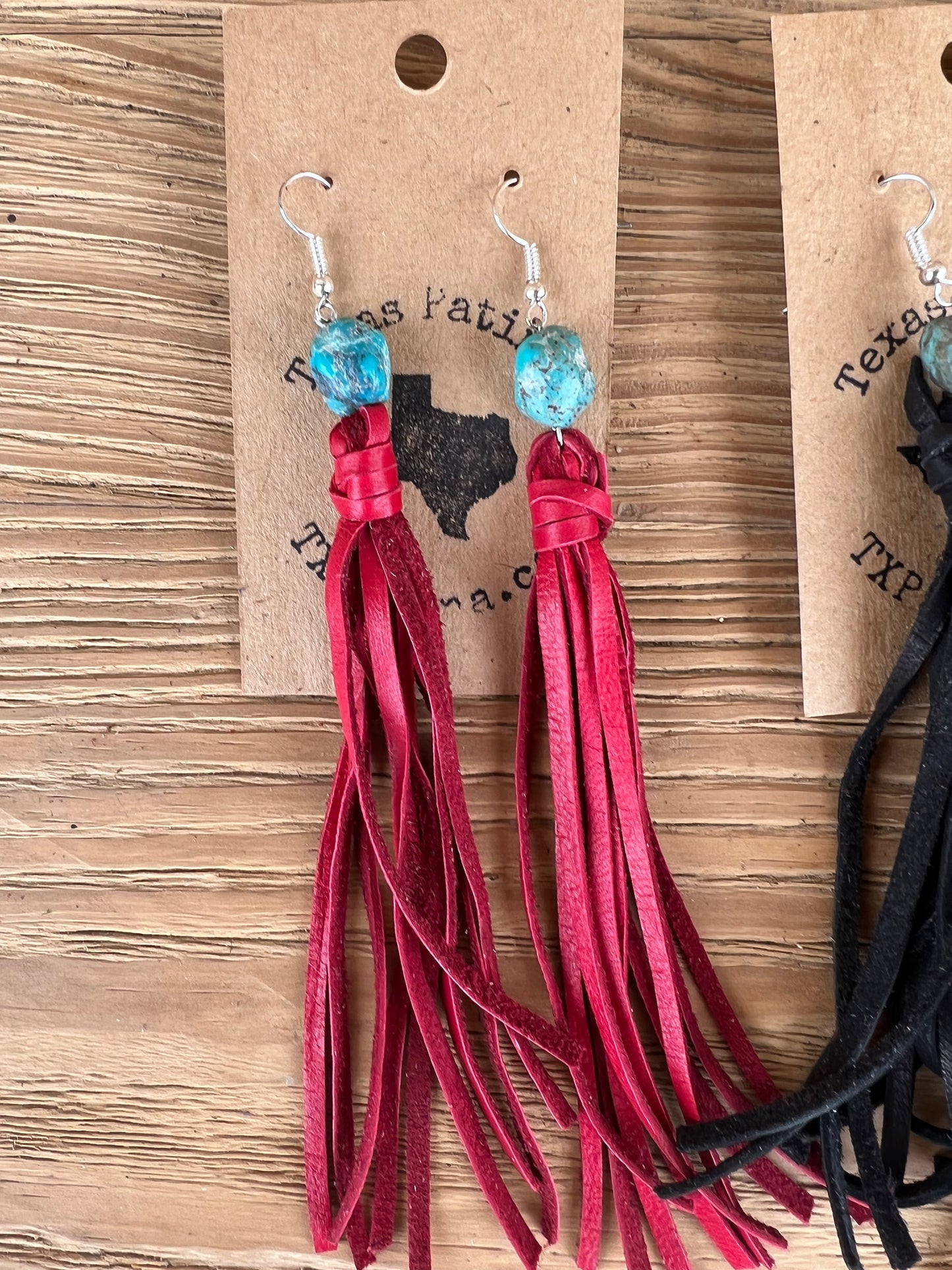 Fringe Teardrops with Real Turquoise Earrings