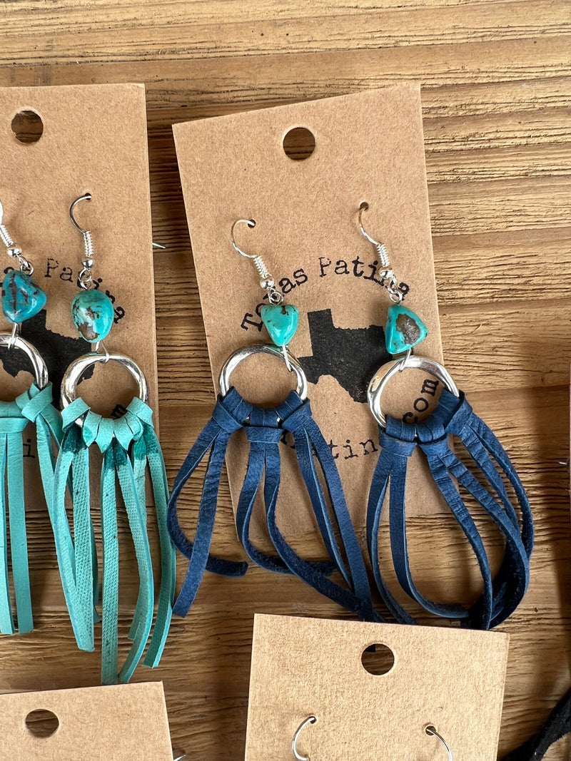 Fringe Earrings With Real Turquoise