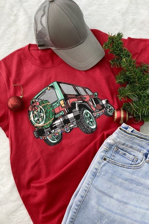 Red Christmas Jeep