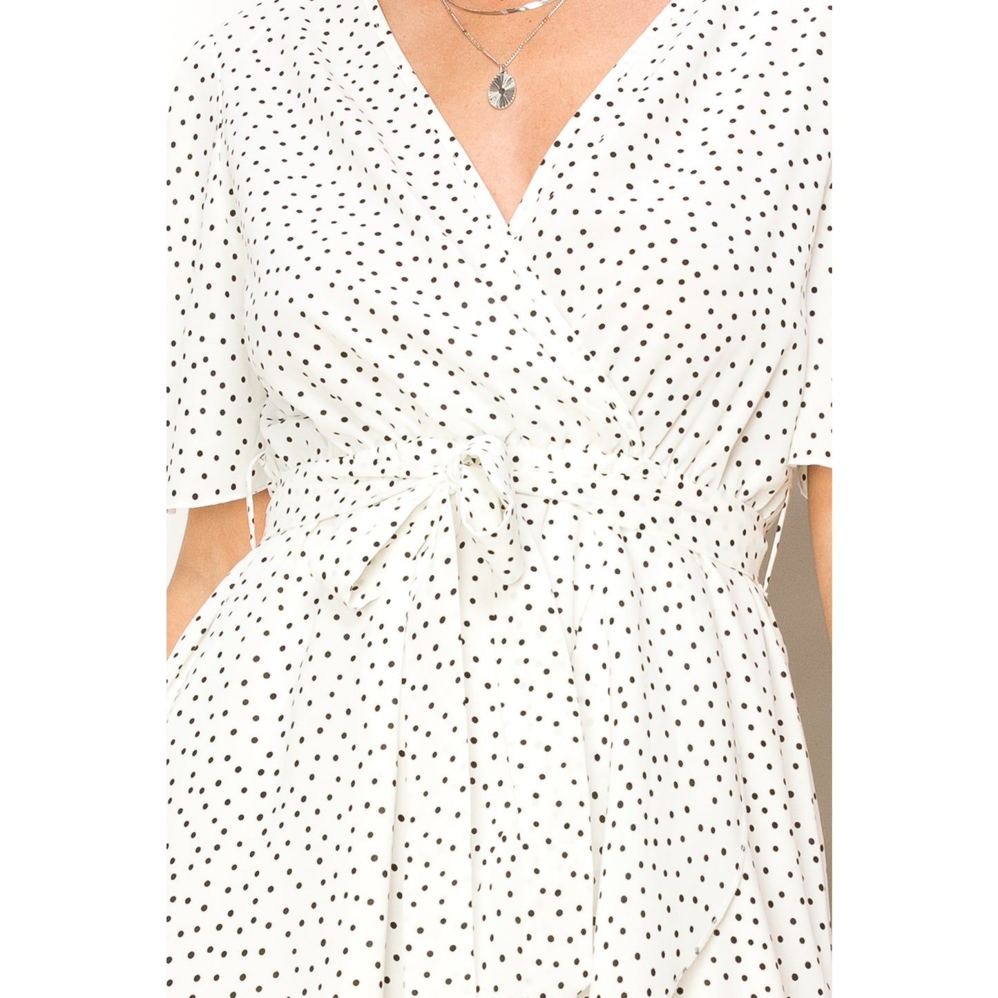 Blissful Day Dotted Wrap Midi Dress