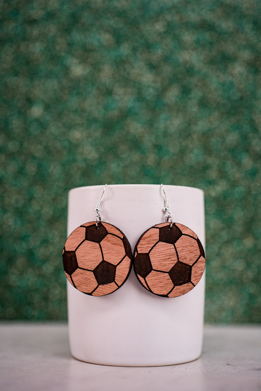 Soccer Ball Wood Dangles