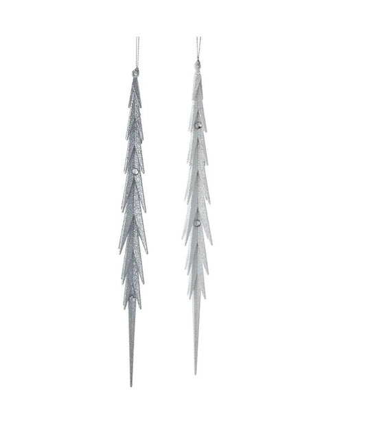 White and Silver Icicle With Stones Ornaments